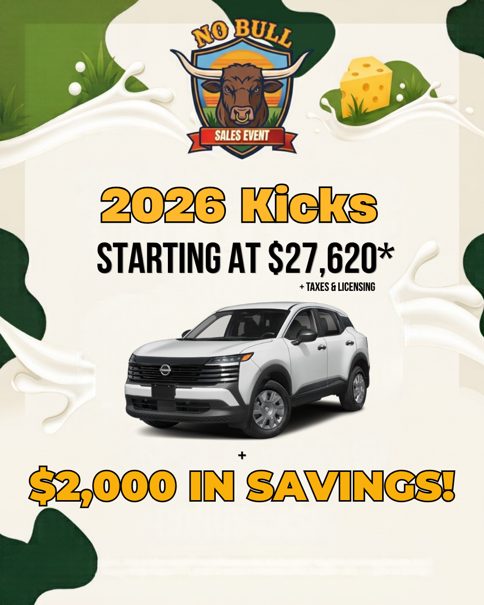 2026 Nissan Kicks — starting at $27,620 plus $2,000 in savings