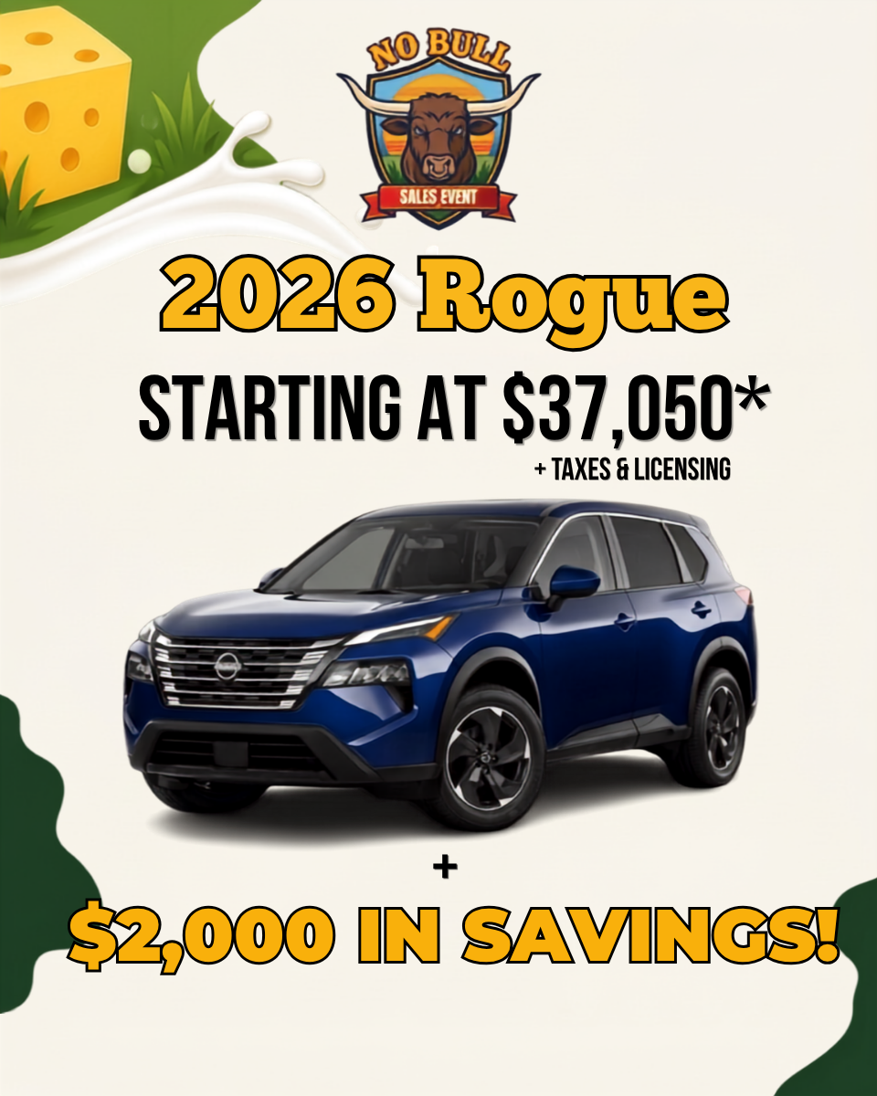 2026 Nissan Rogue — starting at $37,050 plus $2,000 in savings